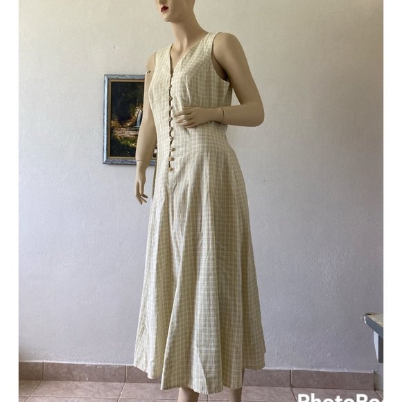 Zaga Collection Women's Long Maxi Herringbone Sleeveless Pleated Dress Size 9/10 - Picture 14 of 14